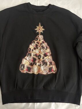 Jordan Black Crewneck Sweater with Gold and Red Ring Pyramid Graphic